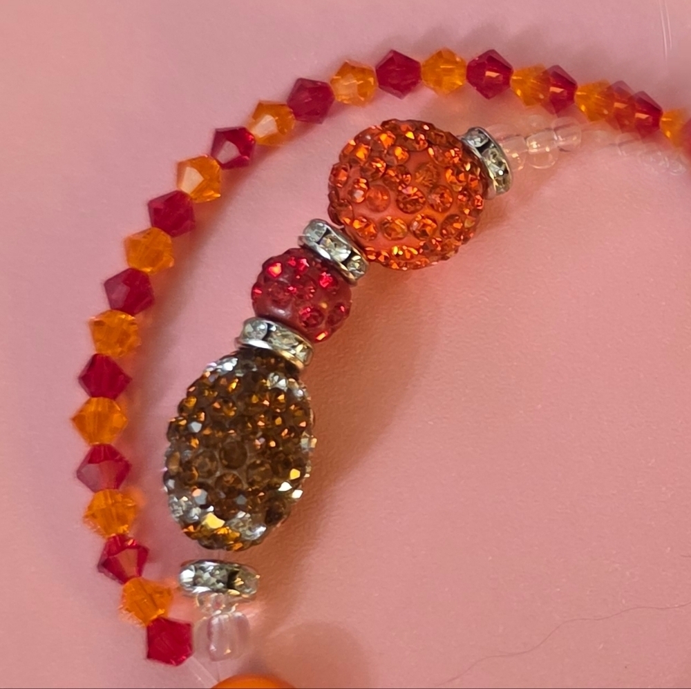 Chiefs Football Swarovski Crystal Stretchy Friendship Bracelet - Picture 2 of 7